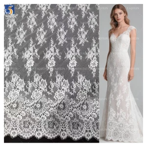 YX1270 Popular in the Britain Luxurious Duchess White Wedding Lace Soltis Fabric Woven Eyelash Lace Fabric Flowers for Bride