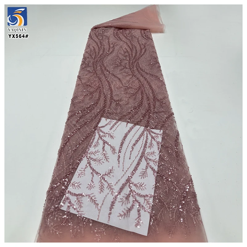 YX564 Factory China Cheapest Lace Wedding Fabric French Bridal Dresses Lace Sparkle Sequin Lace Fabric - 图片 6