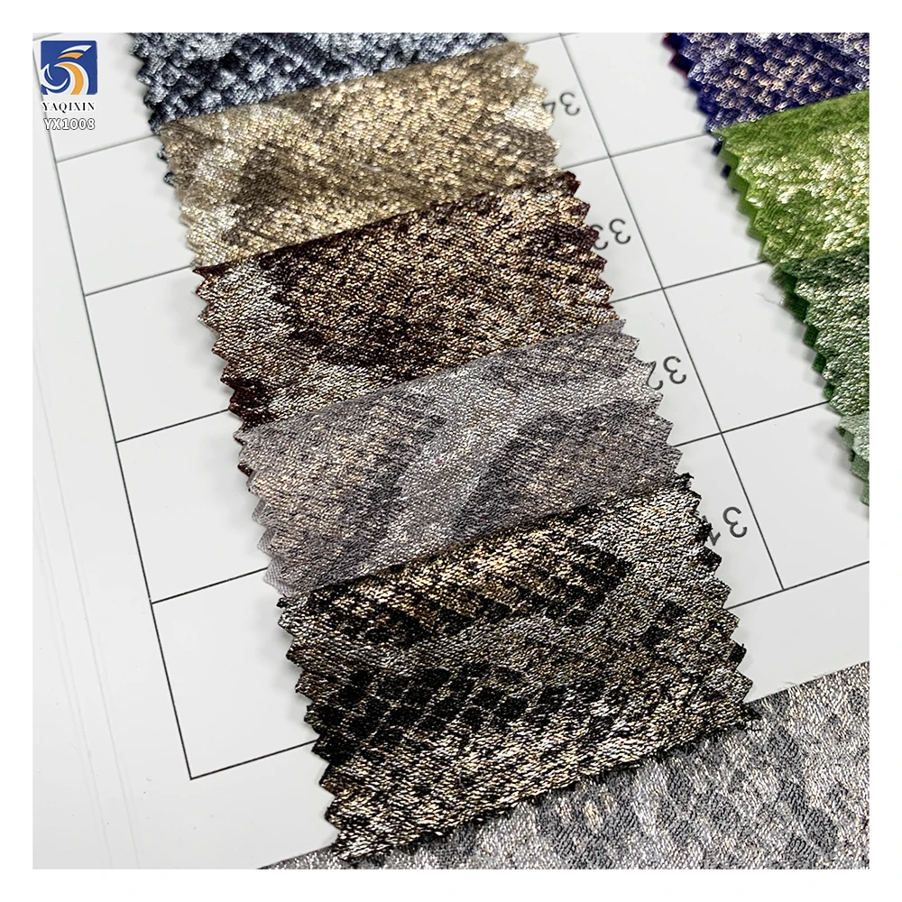 YX1008 100gsm Hot Stamping Polyester Holographic Foil Print Fabric Silver Snakeskin Chiffon Snake Print Fabric for Dance Dress - 图片 5