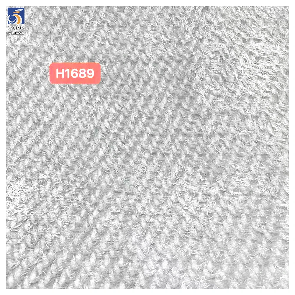 YX1251 Popular in Russia White Tassel Chiffon Jacquard Fabric Feather Design Nylon Jacquard Fabric for Dress Woman - 图片 3