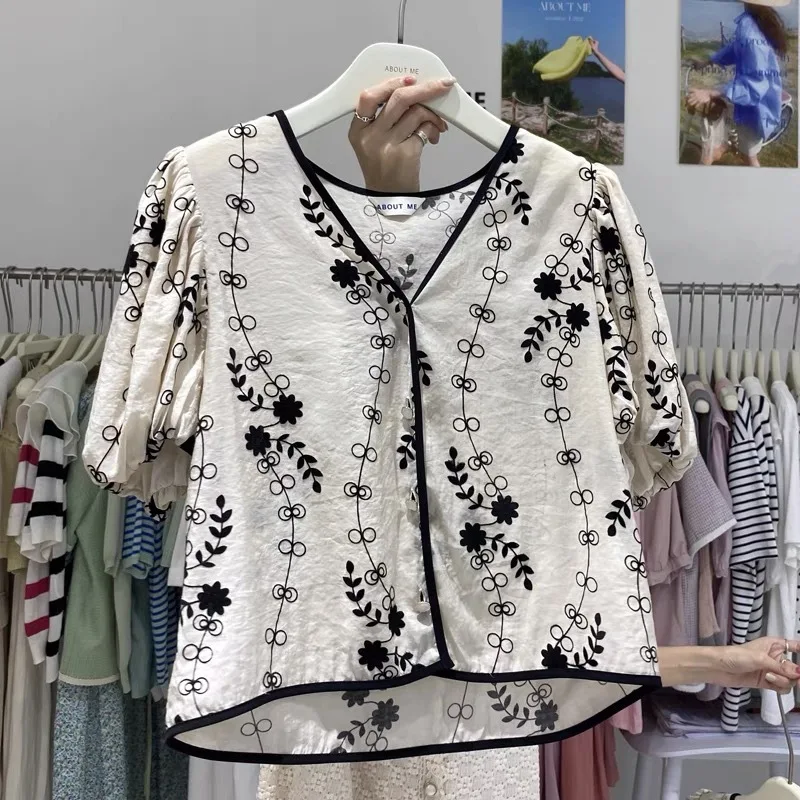 YX724 Women's Dress Shirt Black Flocking Florals Vine Organza Fabric Crinkled Yarn Seersucker Flocked Organza Fabric - 图片 5