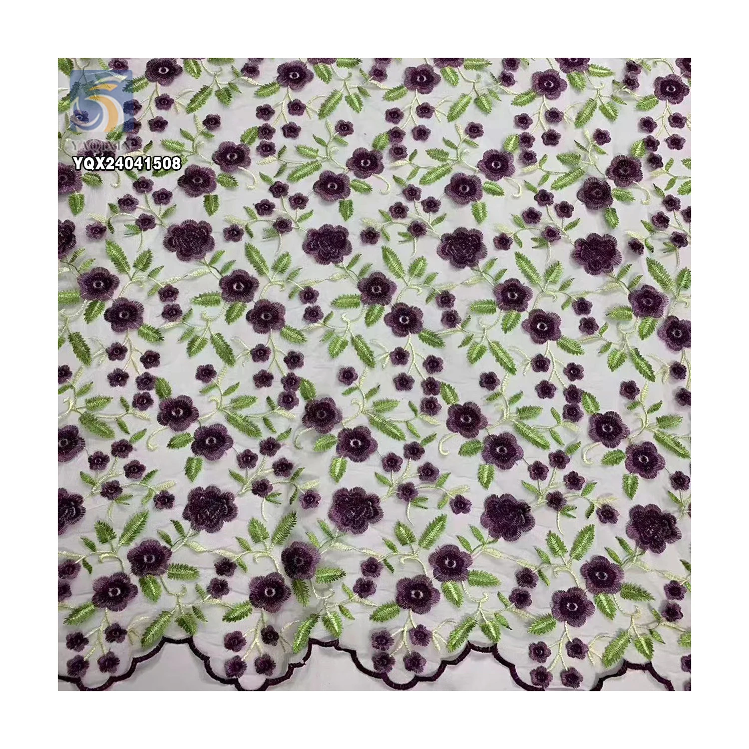 Newest 100 Polyester Embroidered Tulle Fabric Dark Green Floral Plant Lace Fabric Heavy Embroidery Flowers for 2025 - 图片 4