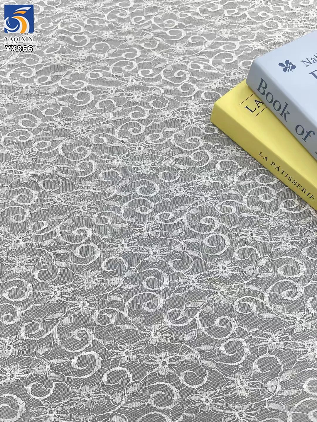 YX866 New Design Solid Dyed Knitted Chantilly Lace Fabrics Textiles Chantilly Lace Veil Garments Minimum Order Quantity 5 Yards - 图片 4