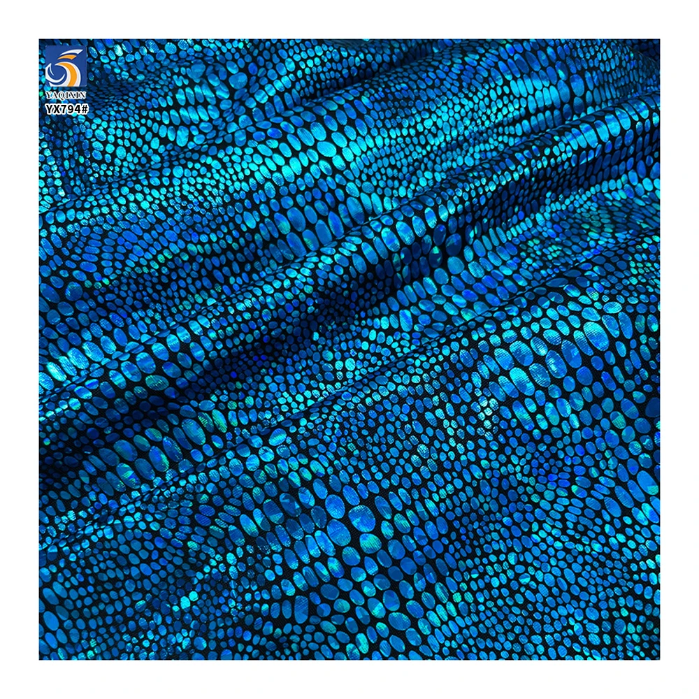 YX794 New Fashion Party Skirt Woman Spandex Lurex Snake-Print Fabric Bronzing Stretch Foil Printing Shiny Knitted Fabric - 图片 3