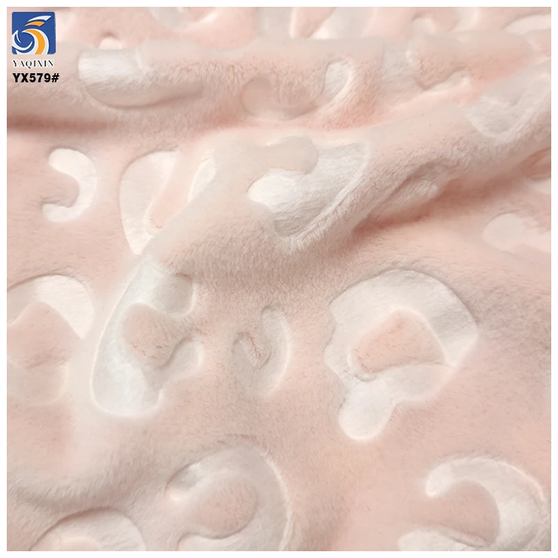 YX579 Hot-Selling Light Pink 3D Jacquard Embossed Velvet Leopard Fabric Leopard Velvet Stretch Fabric for Dress - 图片 6