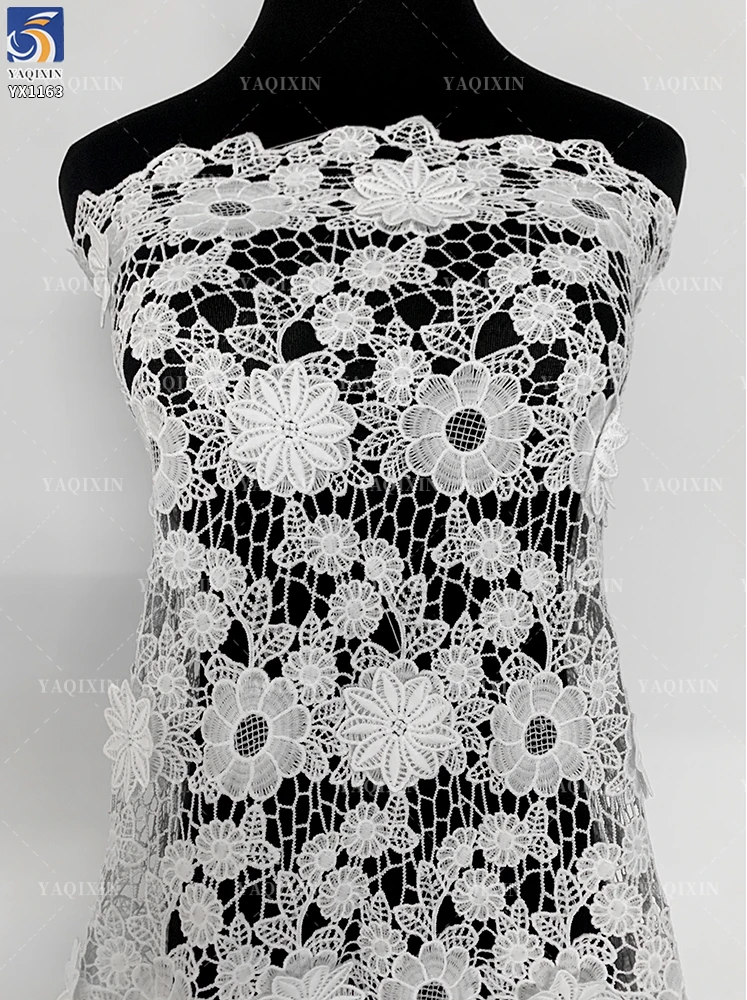 YX1163 2026 Water-Soluble Embroidered Flowers 5 Yards of 3D Lace Fabric White Nigerian Wedding Style African Laces Fabric - 图片 3
