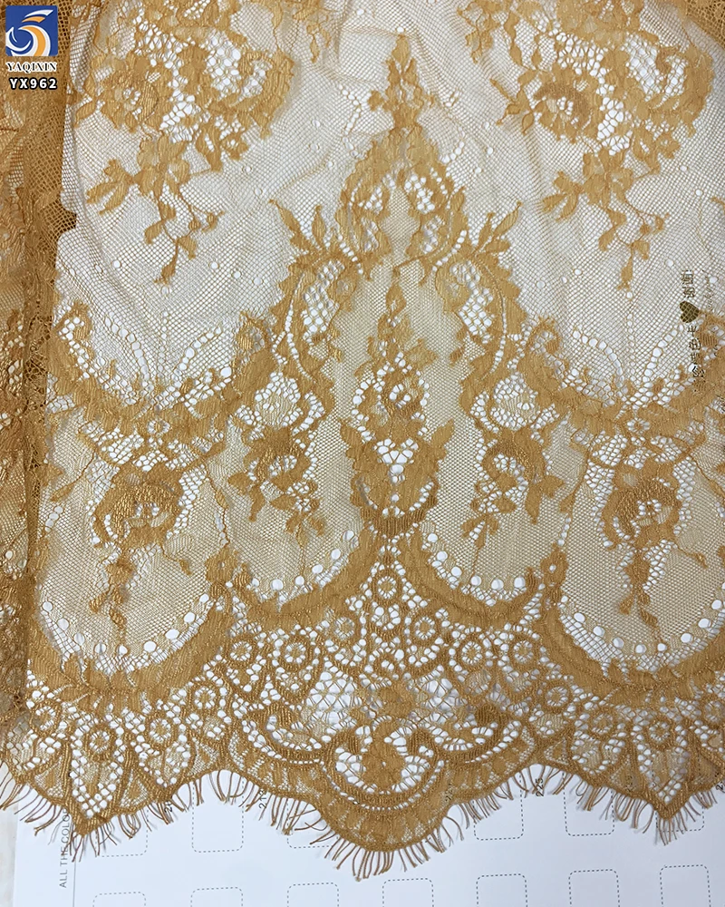 YX962-1 Custom Nude Skin-Colored Eyelash Lace Fabric Cheap European Design Style Eyelash Lace Home Textiles Dresses Fabrics - 图片 2