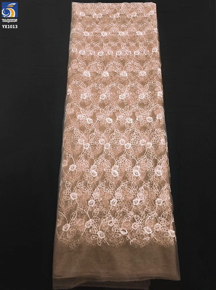 YX1013 Cheap Solid Color Florals Embroidery Custom Picture Tulle Mesh Fabric Textiles for Women's Garments Embroidery Fabric - 图片 5