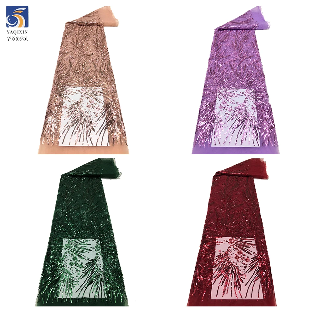 YX951 2026 New Pattern Design Lace Fabric Tulle Mesh Sequins Flash Glitter Lace Fabric for Women's Dress European Cheap Price - 图片 2