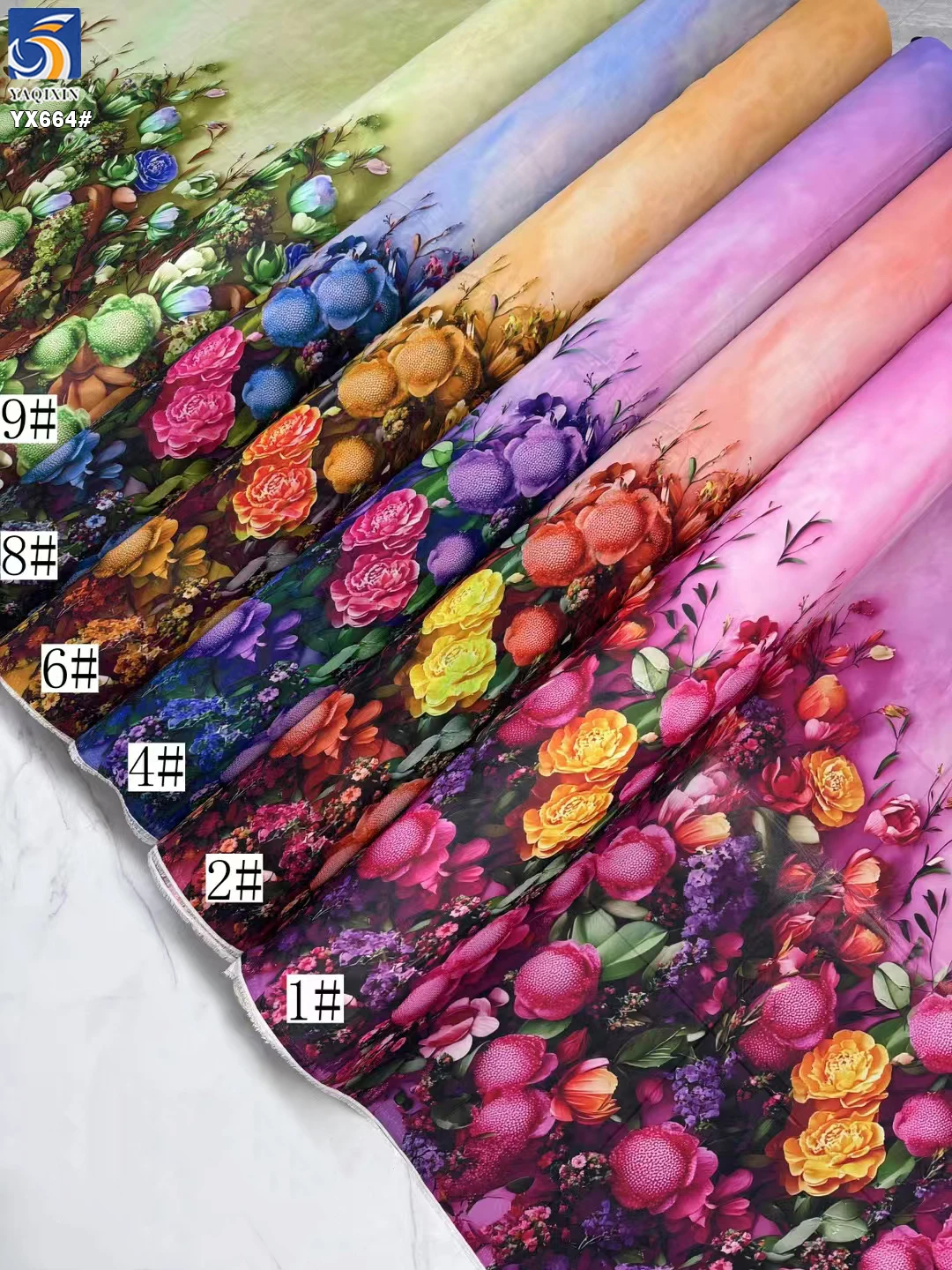 YX664 High-Quality Chiffon Digital Print Fabrics With Vivid Colors Poly Trendy Floral Pearl Chiffon Printed Fabrics - 图片 6