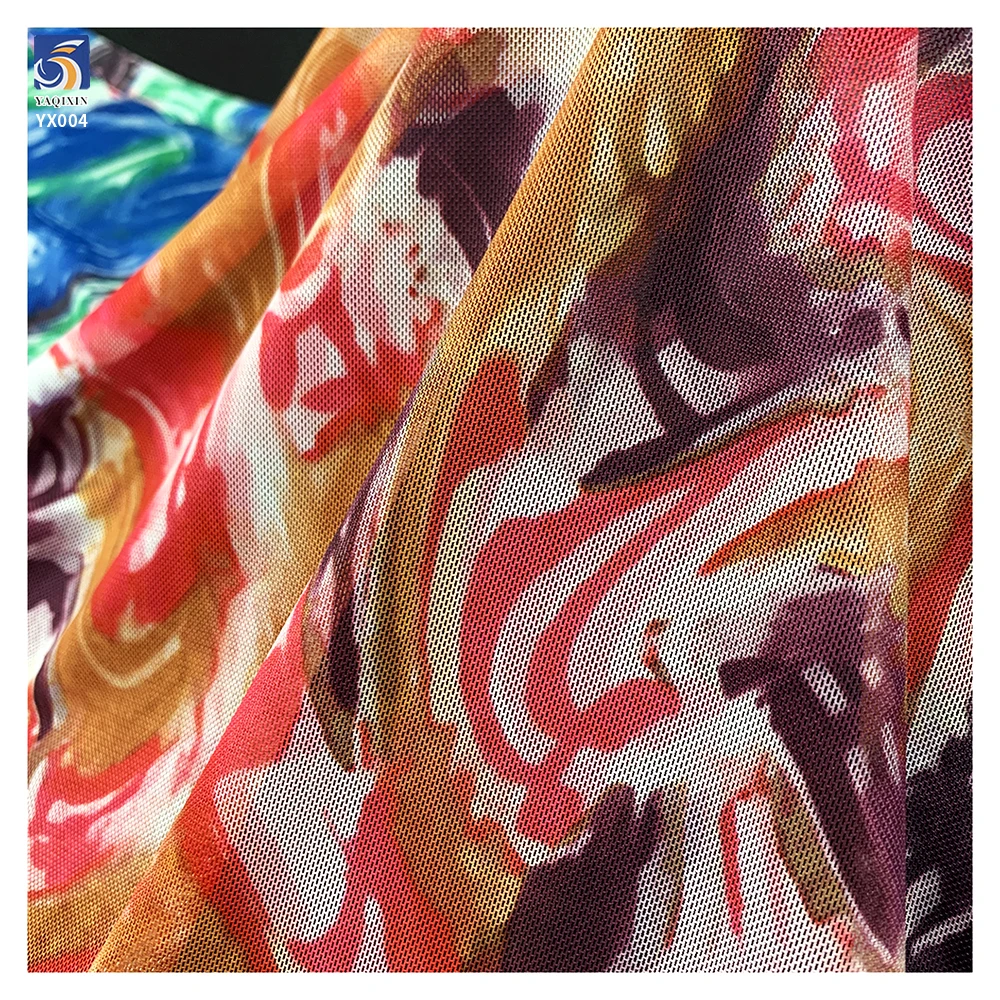 YX007 4 Way Stretch Tie-Dye Digital Printing Customized Print Mesh Fabrics Picture Sample Custom Printing Mesh Fabric Textiles - 图片 5