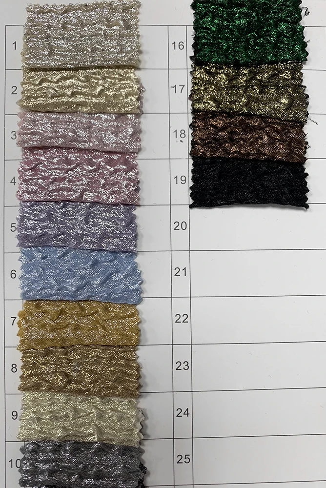 YX980 105gsm New Technology Gold Foil 100% Polyester Chiffon Crinkle Bubble Wrinkled Fabric for Women's Top Crepe Fabrics - 图片 6