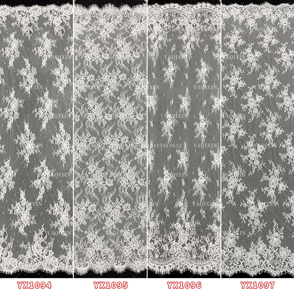 YX1097 300*150CM French Lace Fabric 15 Pieces Heavyweight Luxurious Wedding Dress Eyelash Lace Fabrics With 3D Pearl Beads - 图片 2