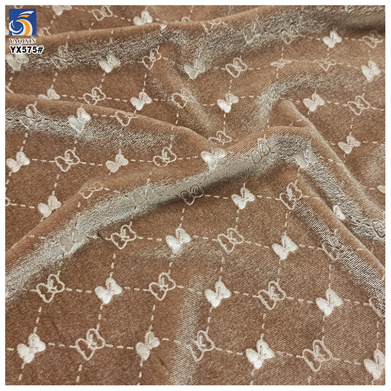 YX575 China Factory Custom Embossed Velvet Sofa Upholstery Fabric Butterfly Jacquard 3D Embossed Velvet Fabric - 图片 5