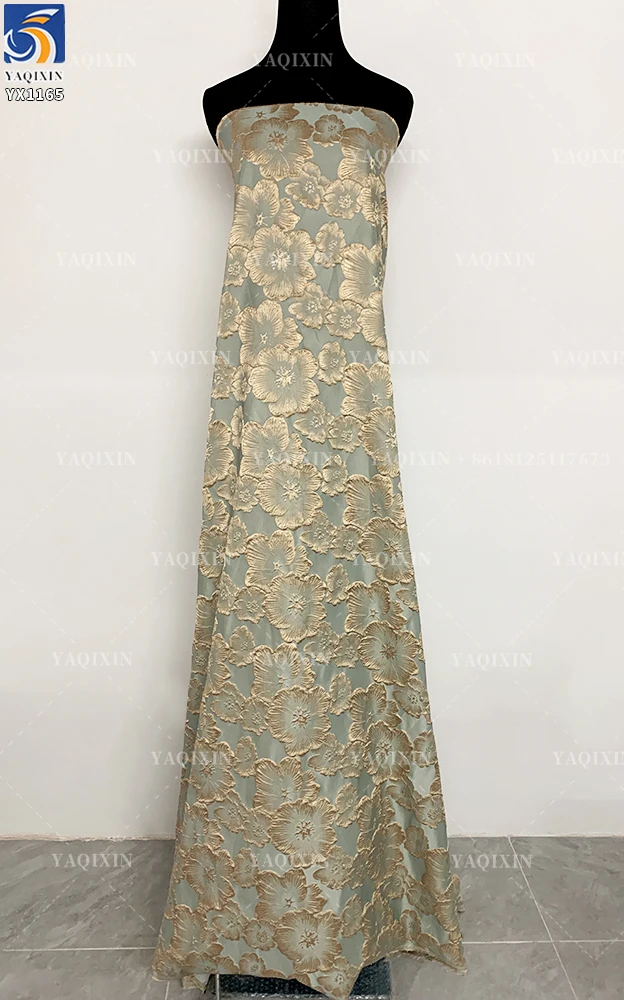 YX1165 High Quality Golden Chinese Brocade Fabrics Flowers Pattern Design Yarn-Dyed Jacquard Brocade Fabric for Garments - 图片 4