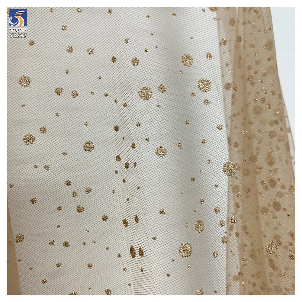 Cheap Pink Sparkle Glitter Tulle Polka Dot Glitter Tulle Mesh Fabric - 图片 2