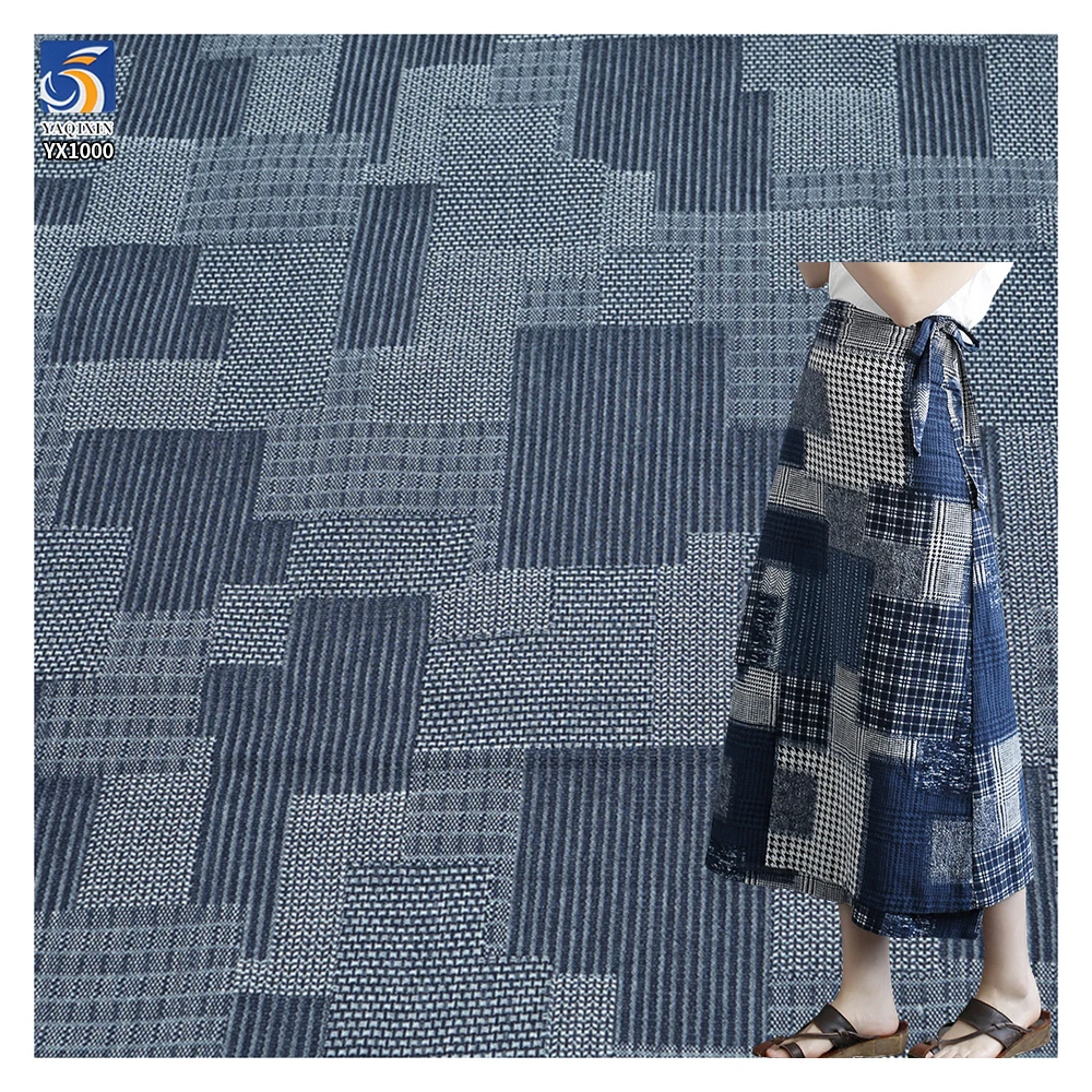 YX100 220g/m² 10oz Camouflage-Style Pattern Washed Denim Fabric Trendy Jacquard Denim Fabric for Blue Jacket and Pants