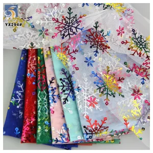 YX294 Frozen Girls Elsa Princess Dress Polyester Tulle Film Printed Fabric Christmas New Arrivals Holiday Fabrics