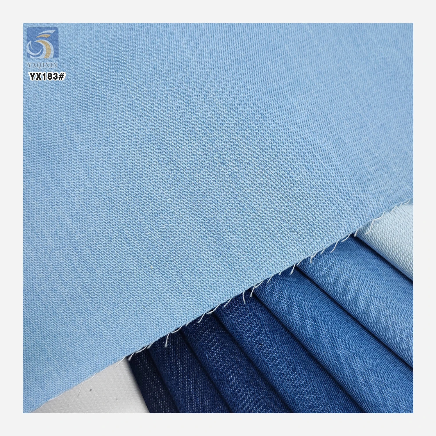 YX183 New Arrival Washed Wholesale Jean Cotton Twill Denim Fabric 150gsm 175CM 100% Cotton Light Denim Fabric - 图片 3