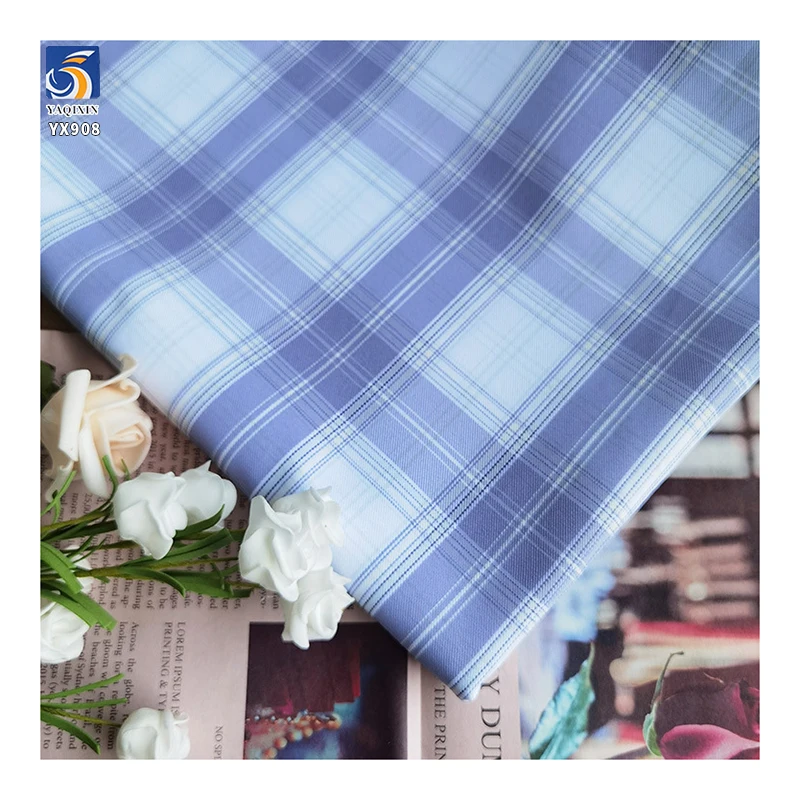 YX908 Wholesale Japanese School Uniform Skirt Fabric 180gsm Polyester Jk Yarn-Dyed Plaid Fabric for Students - 图片 6
