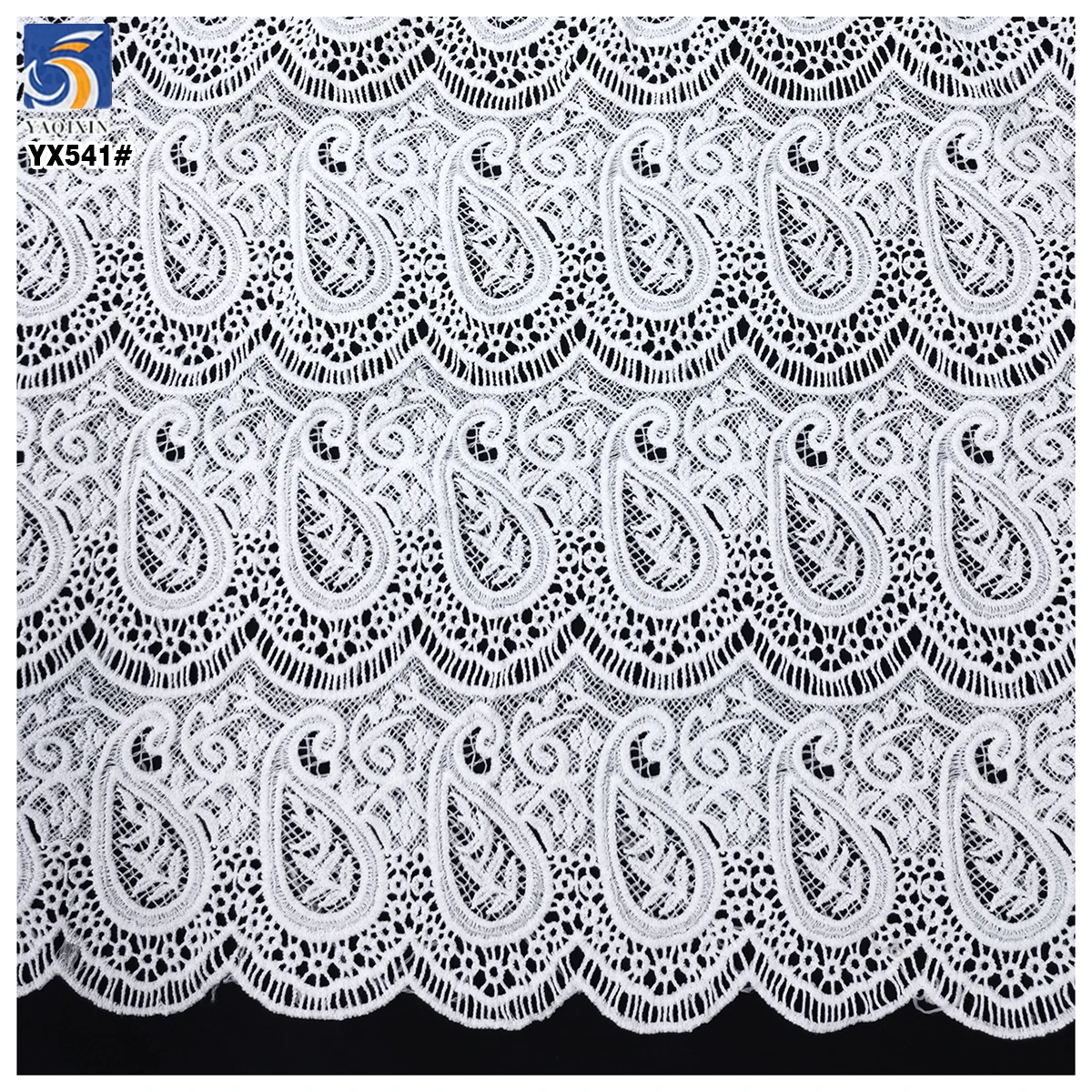 YX541 White Lace Polyester Embroidery Fabric Milk Silk Laser Embroidery White Fabric for Fashion Dresses - 图片 5