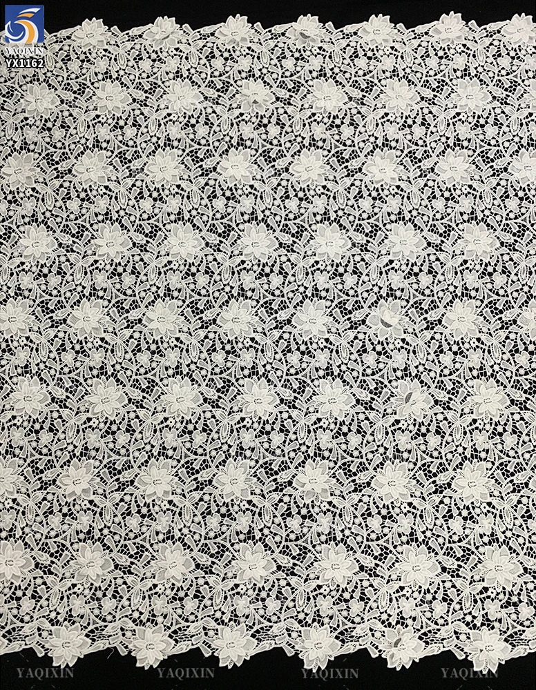YX1162 Cheap 100 Polyester Chemical Lace Fabric Woven Embroidered Net 3D Water Soluble White Lace Fabric for African Women - 图片 6