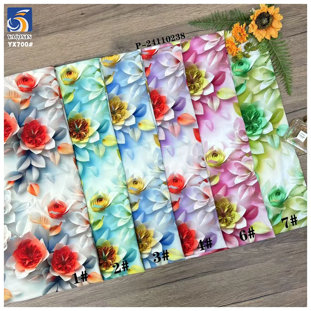 YX700 High Definition 3D Digital Print Florals Fabric 110gsm Colored Flowers Chiffon Printing Fabric for Garments - 图片 3