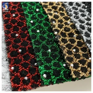 YX1288 180gsm Recently Popular Lurex Jacquard Snake Print Fabric With 3D Stone Customized Jacquard Fabric for Textiles Skirts