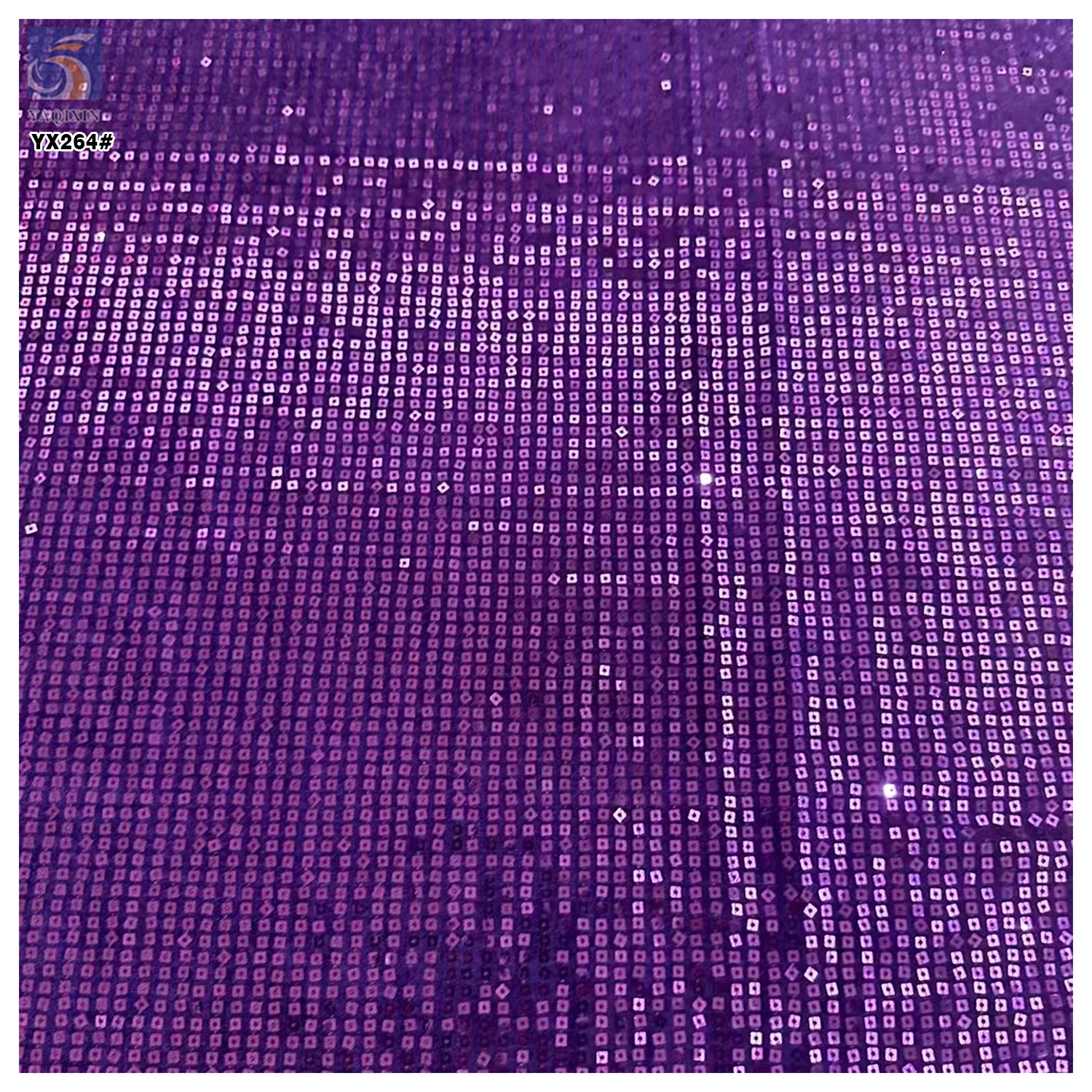 YX264 Luxurious Embroidery 100% Polyester 300gsm 5mm Square Gold Sequin Velvet Fabric - 图片 3