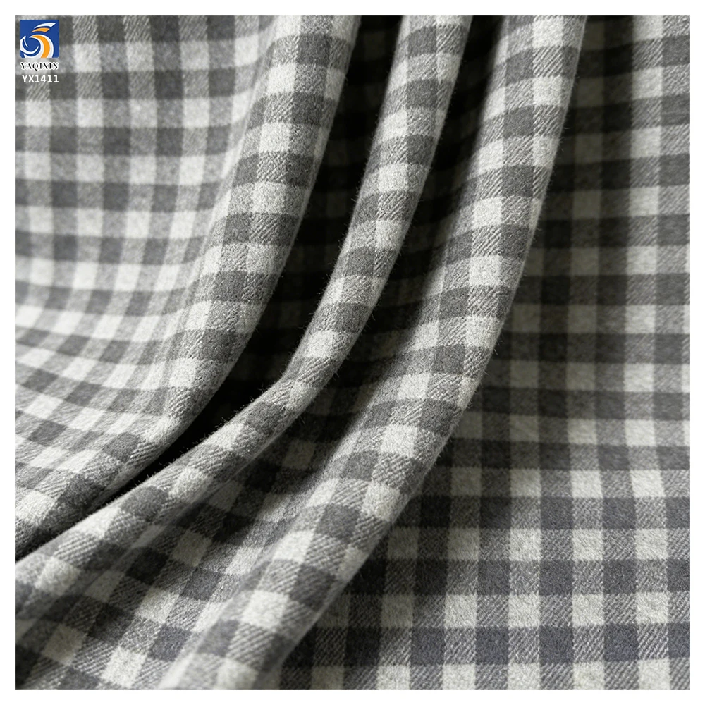 YX1411 TR Polyester Cotton Twill Brushed Chaoyang Plaid Fabric 195gsm Thickened Yarn Dyed Pink Plaid Fabric for Shirts - 图片 6