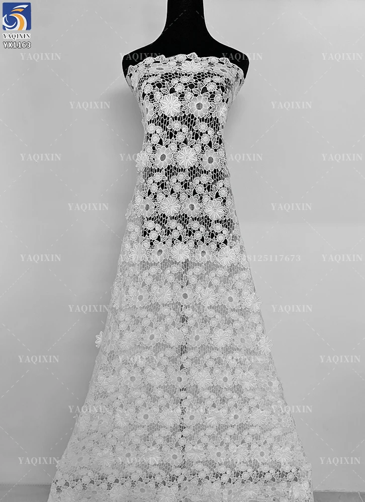 YX1163 2026 Water-Soluble Embroidered Flowers 5 Yards of 3D Lace Fabric White Nigerian Wedding Style African Laces Fabric - 图片 2