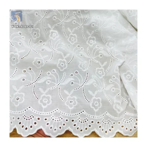 2025 Hollow Water Soluble White Cotton Lace Fabrics Floral Embroidered 100% Cotton Embroidery Lace Fabric