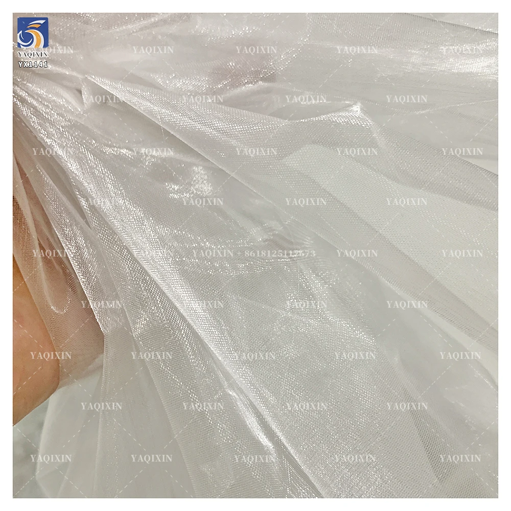 YX1141 Lightweight 22gsm Polyester Hardened Transparent Glass Gloss Organza Fabric for Formal Dress or Wedding Dress - 图片 5