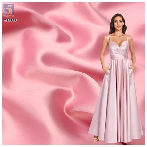 YX37 Pink Soft 220gsm Wrinkle-Resistant Polyester Matte Satin Fabric Wedding Dress Evening Gown Satin Fabric