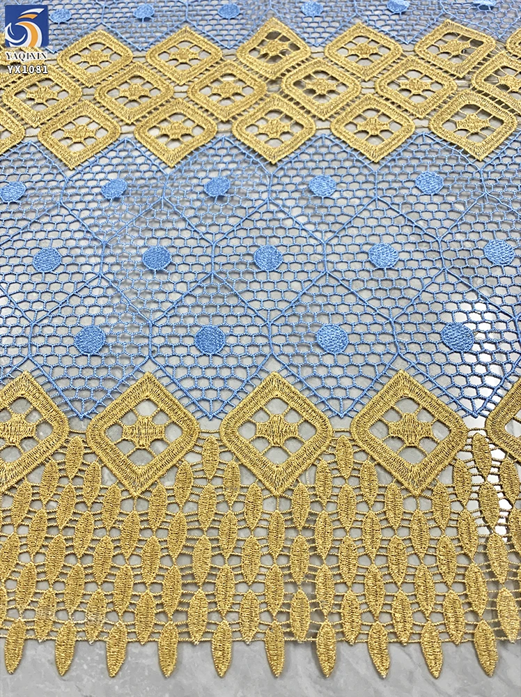 YX1081 Wholesale 300gsm Ghana Nigeria Africa Embroidered Poly Lace Fabric Wedding Ethnic Lace Fabrics Cheap Sell by Yards - 图片 4