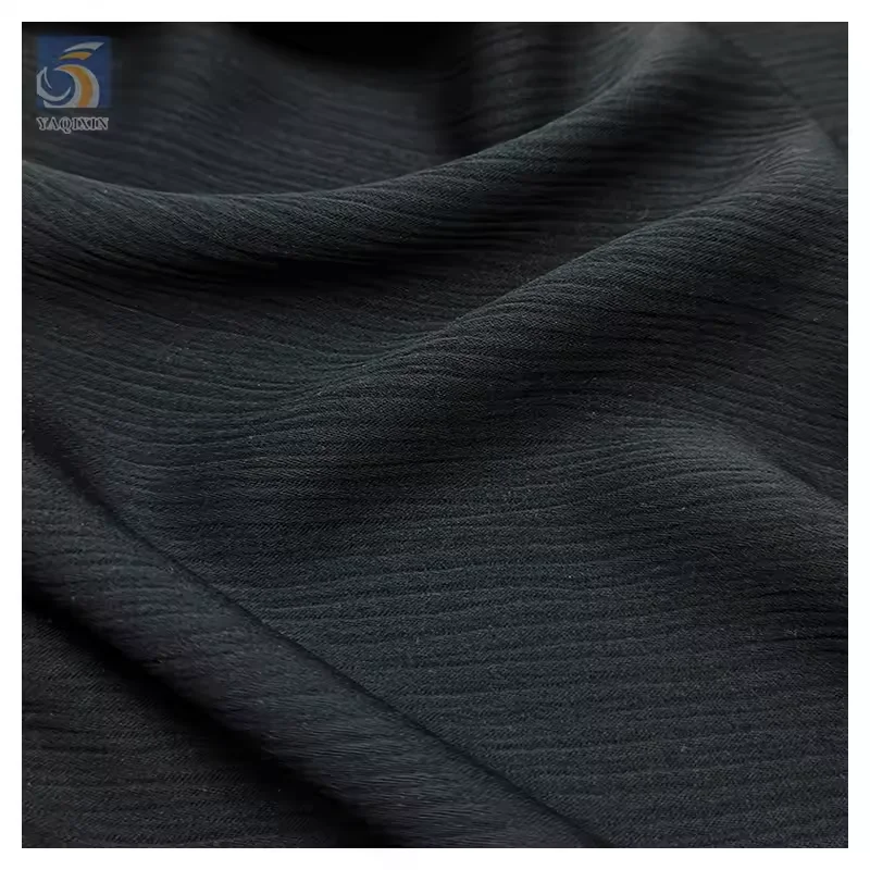 YX2529-1 Pure Black 170gsm Thick Polyester Korean Nida Fabric for Abaya Hijab in China Wholesale - 图片 3