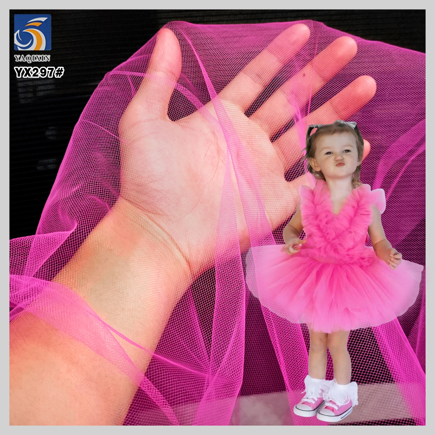 YX297 Thickened Stiffened 12gsm Wholesale Polyester Single-Thread Knit Mesh Tulle Fabric for Short Skirt
