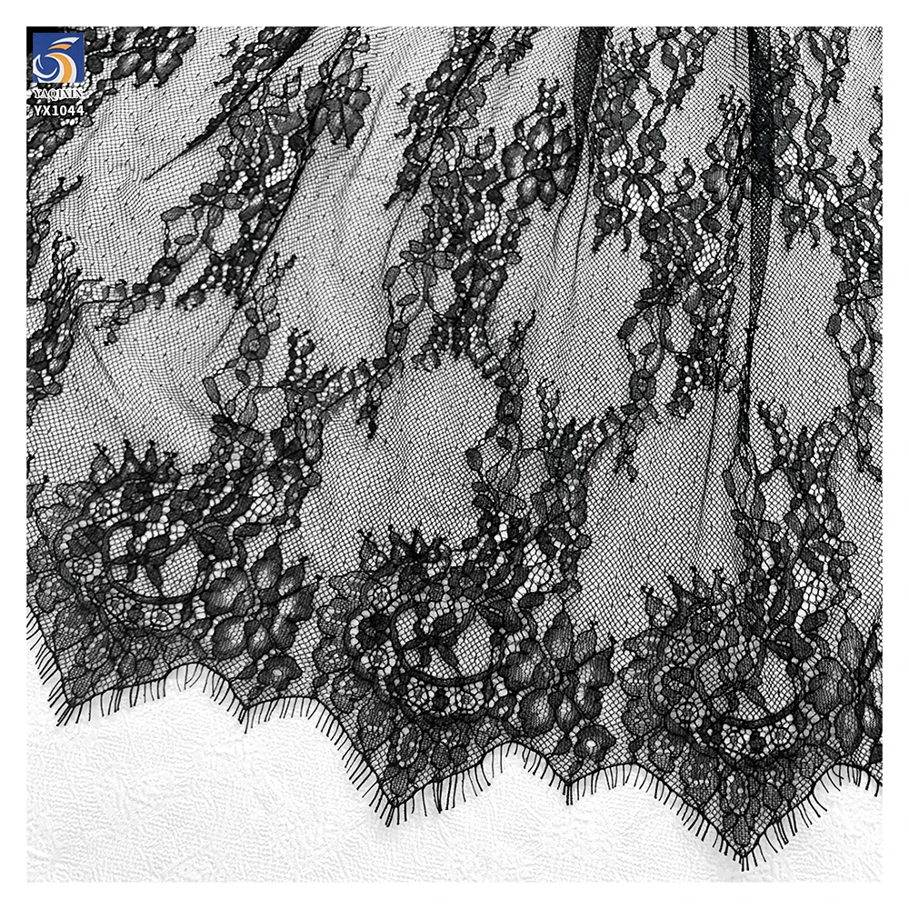 YX1044 Multicolor British French Design Tulle Soft Mesh Eyelash Lace Fabric Chantilly Dress Lace Fabric Custom Pattern Lingerie - 图片 6