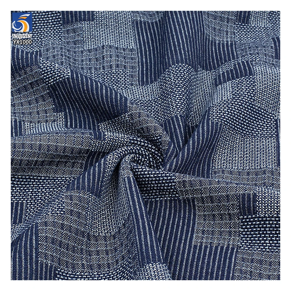 YX100 220g/m² 10oz Camouflage-Style Pattern Washed Denim Fabric Trendy Jacquard Denim Fabric for Blue Jacket and Pants - 图片 4
