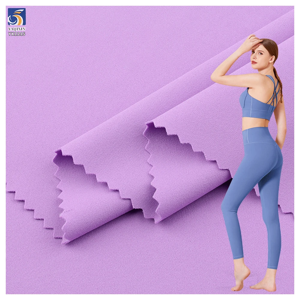 YX1215 230gsm High Quality Bare-Skin Feel and Breathable 75% Nylon 25% Spandex Matte Stretch Double Knitted Sport Fabric Yoga