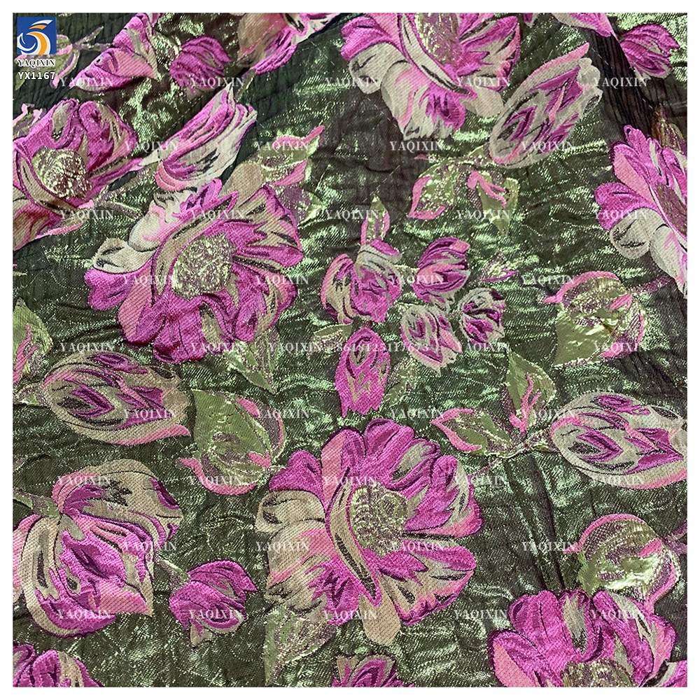 YX1167 New Fabric 2026 Soft 3D Large Flower Brocade Textile Fabrics Woven Polyester African Brocade Jacquard Fabric - 图片 6