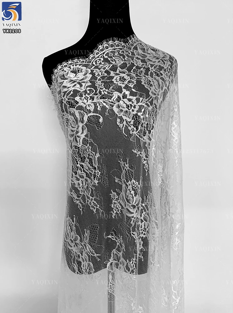 YX1208 RTS Free Sample Custom-Made Multi-Color Eyelash Lace Fabric 10 Pieces French Wedding Dress With Romantic Lace Fabric - 图片 2