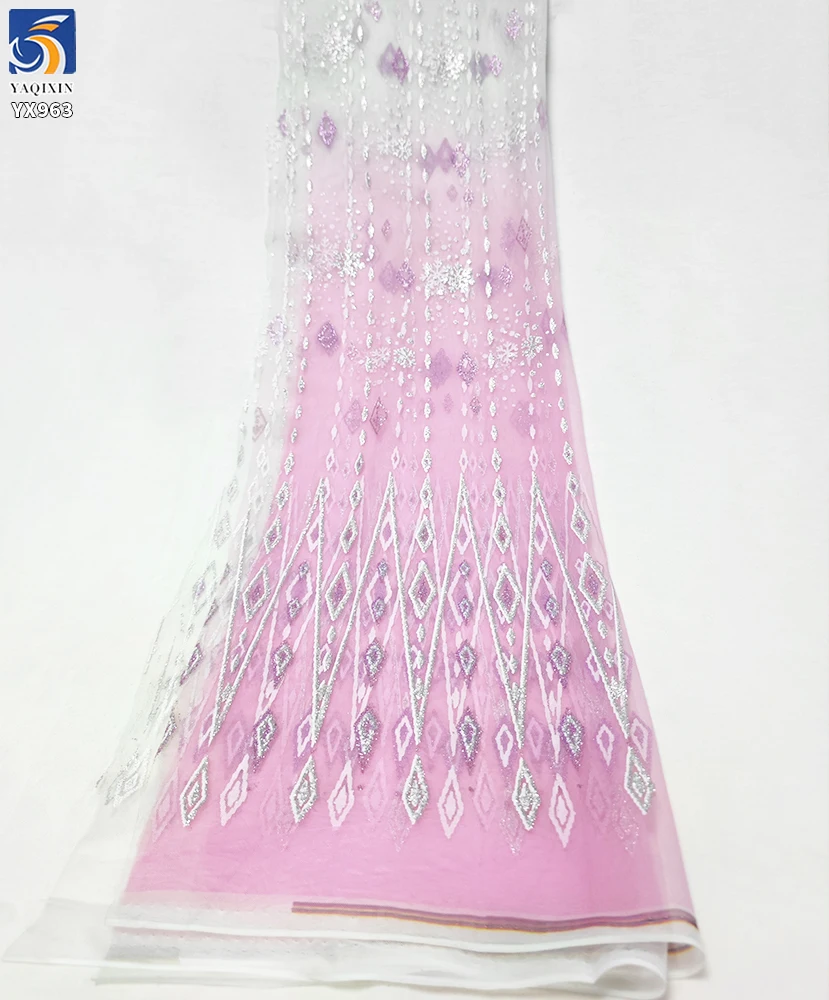 YX963 Cartoon-Themed Midi-Length Dress Fabric for Children's 2025 Purple-Pink Crystal Glitter Tulle Mesh Princess Dress Fabrics - 图片 5