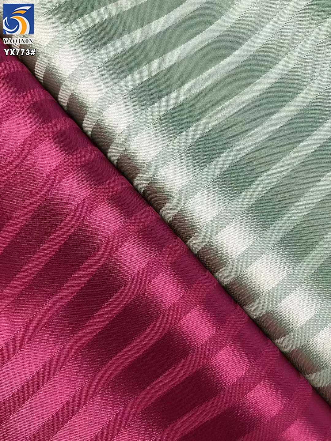 YX773 Cheap High Quality Striped Satin Fabric Soft Stretch Elastic Imitation Silk Satin 0.7 Vertical Stripe Jacquard Fabric - 图片 6