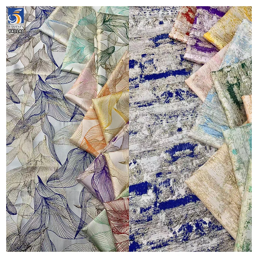 YX1240 Popular New Design Fashion Polyester Brocade Textiles Fabrics Embossed Jacquard Brocade Fabric Custom by Yard - 图片 6
