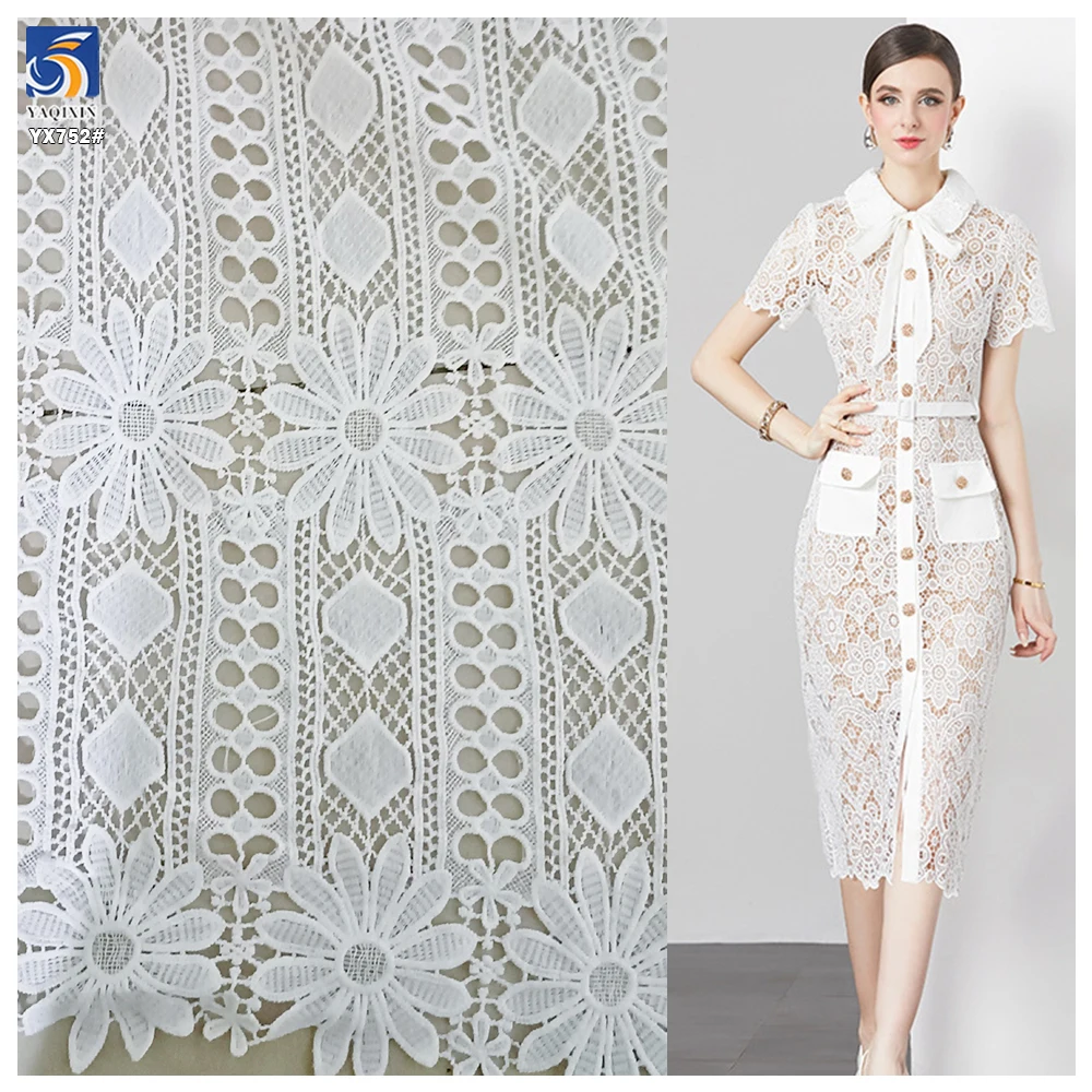 YX752 2025 Latest Water-Soluble Lace Embroidery Water-Soluble Fabric Geometric Flower Pattern Milk Silk Lace Fabric