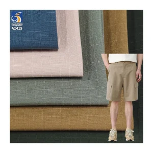 A2415 150gsm 65% Cotton and 35% Nylon Blended Jacquard Fabric 5mm Checkered Sand-Washed Cotton Fabric for Shirts Dress