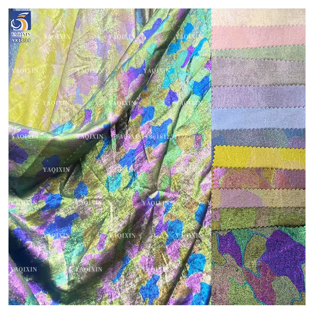 YX1139 New Tie-Dye Style Xiangyunsha Organza Fabric Polyester Gold Hot Stamping Cloud Print Organza Fabric for Fashion Dress