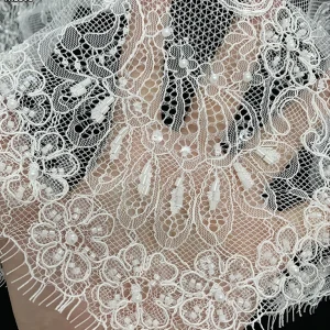YX1101 China Large Factory Wholesale Eyelash Lace Fabrics Solid Woven Crochet 300*150CM Mesh Bridal Lace Fabric for Wedding...