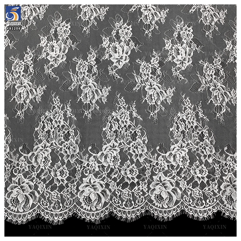YX1208 RTS Free Sample Custom-Made Multi-Color Eyelash Lace Fabric 10 Pieces French Wedding Dress With Romantic Lace Fabric - 图片 4